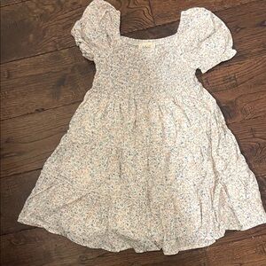 Charming Floral Kids Dress in Cream and Blue